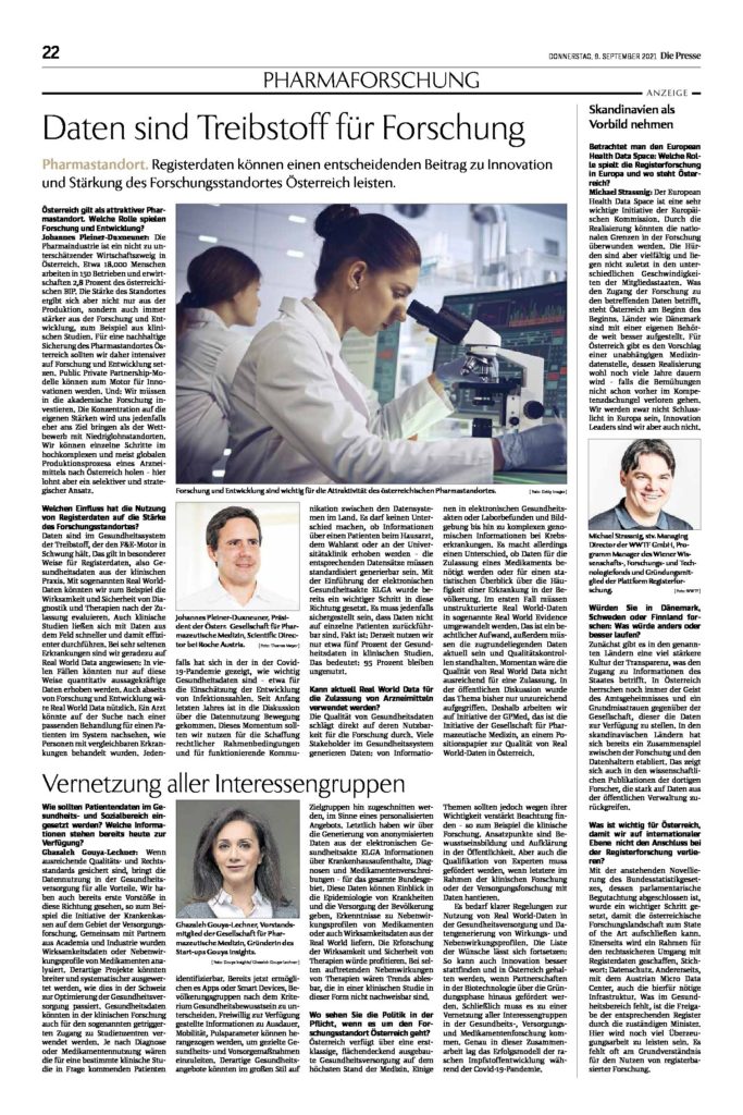 PHARMAFORSCHUNG - Die Presse. Daten sind Treibstoff für Forschung